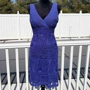 Sue Wong Nocturne Indigo Blue V-Neck Sleeveless Dress Size 6